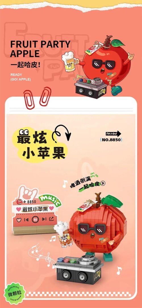 bộ lắp ghép Táo DJ Party Trái Cây LOZ 8850 cho bé gái 6 tuổi, thiết kế độc đáo, giá tốt