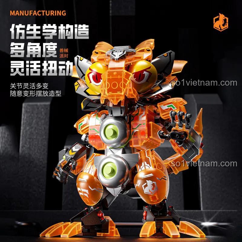 Poster quảng cáo bộ đồ chơi xây dựng Luck Brick 39901, hình ảnh Robot Thằn Lằn Cơn Thịnh Nộ trong tư thế chiến đấu hùng dũng.
