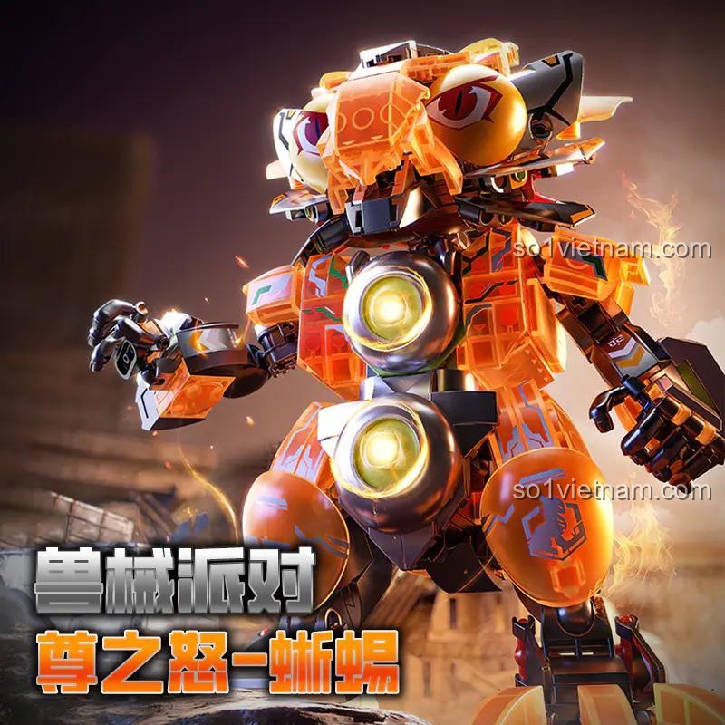 Mô hình Mecha Thằn Lằn Biến Hình Luck Brick 39901 có cấu trúc khớp nối linh hoạt, cho phép xoay và tạo nhiều tư thế đa dạng.