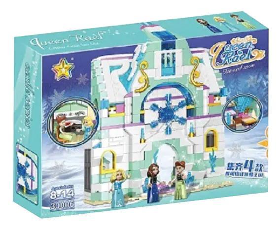 Hộp sản phẩm Lucky Star 30006 Lâu Đài Băng Giá Mộng Mơ với hình ảnh lâu đài và các nhân vật hoạt hình, phù hợp cho bé gái 8-14 tuổi