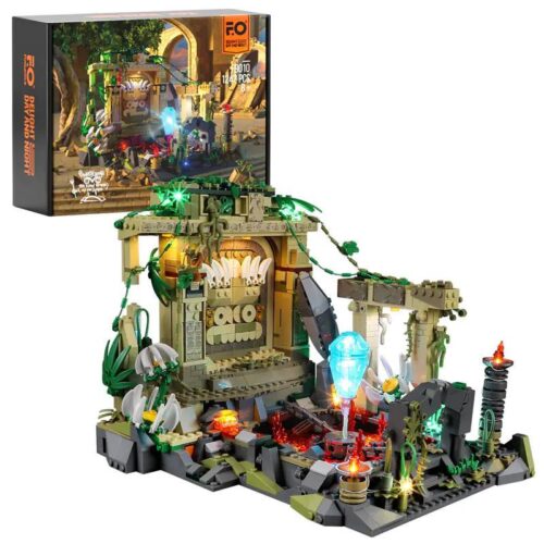 Bộ lắp ghép Di Tích Đền Thờ Rừng Rậm Lumibricks F9010 có đèn LED và 3 minifigures, phù hợp cho bé trai 8 tuổi khám phá bí ẩn, giá tốt.