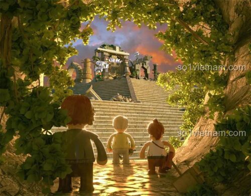 Đồ chơi mô hình Lumibricks F9010 Di Tích Đền Thờ Rừng Rậm, cảnh 3 minifigures thám hiểm, kích thích trí tưởng tượng cho bé trai 8 tuổi.