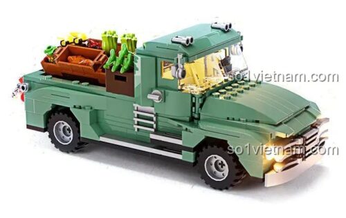 Xe tải nông trại Lumibricks F9016 màu xanh lá, có đèn LED phía trước