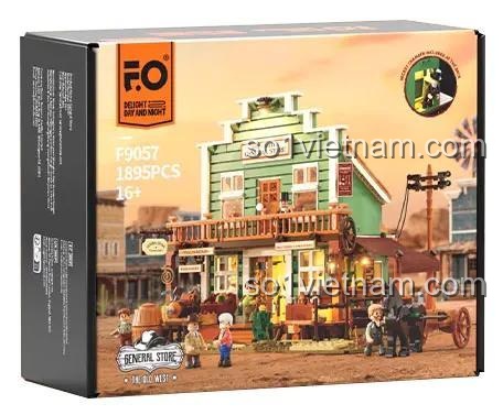 Hộp sản phẩm Cửa hàng Tạp hóa Miền Tây Cổ Lumibricks F9057, 1895 chi tiết, độ tuổi 16+, đồ chơi lắp ghép cao cấp