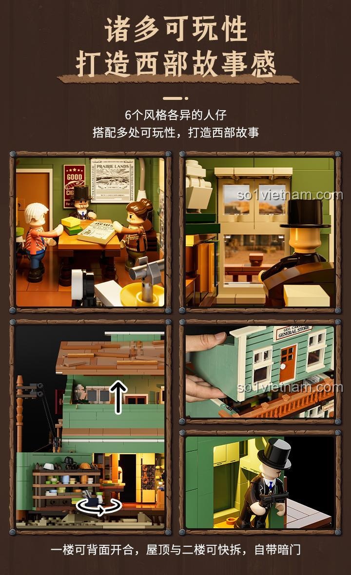 Bao bì và các bộ phận của Cửa hàng Tạp hóa Miền Tây Lumibricks F9057, các túi đựng chi tiết, sách hướng dẫn, đồ chơi mô hình