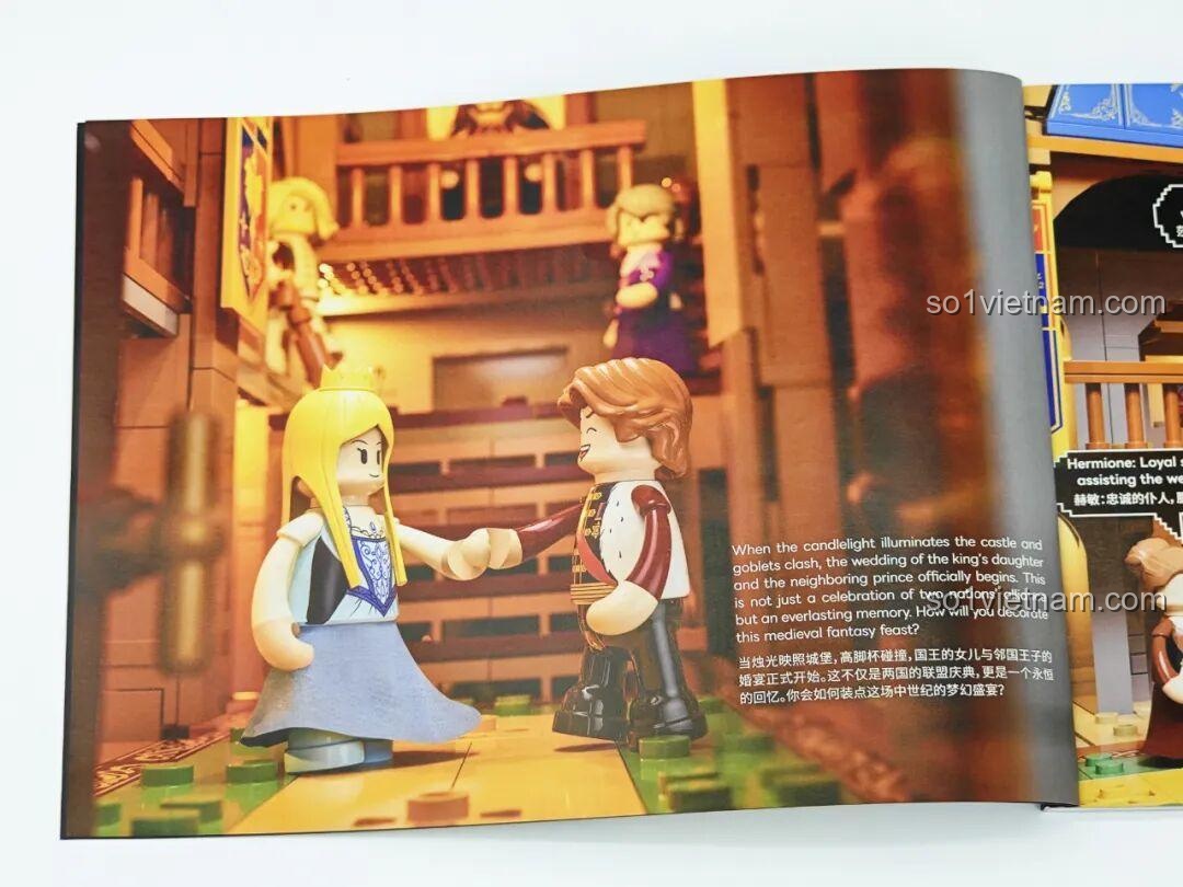 Trang hướng dẫn bộ lắp ghép Lumibricks L9071 Sảnh Tiệc Hoàng Gia, giới thiệu các minifigures và bối cảnh, phù hợp thanh niên 16 tuổi, giá tốt.