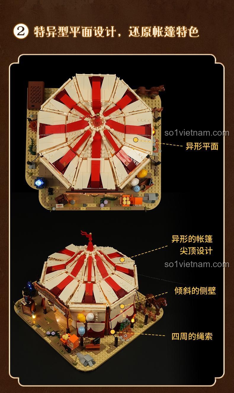 Thiết kế lều xiếc độc đáo của bộ đồ chơi Gánh Xiếc Miền Tây, tái hiện chân thực