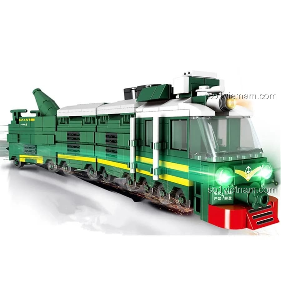 Hình ảnh một đoàn tàu hỏa thực tế đang chạy, không liên quan đến sản phẩm đồ chơi lắp ráp.