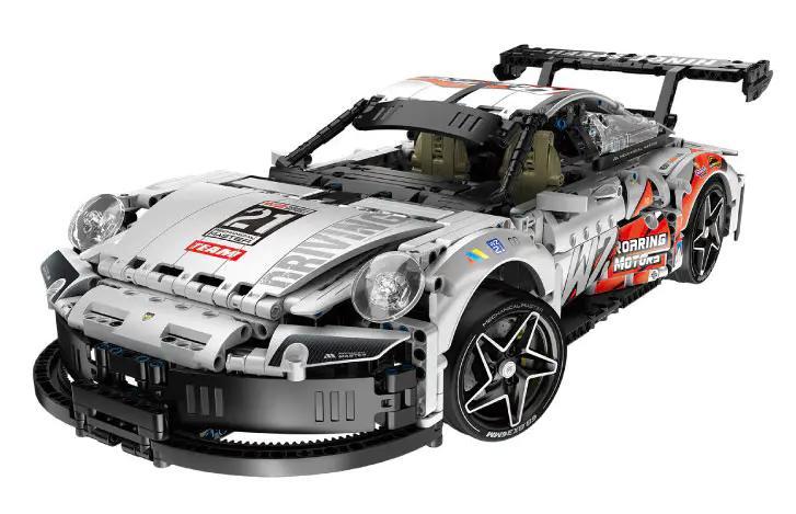 Siêu xe Porsche 911 万致IM.Master 9821, bộ đồ chơi xe đua tốc độ cao, tỉ lệ 1:10, có đèn LED và âm thanh, điều khiển từ xa, 1861 chi tiết, màu trắng xám đỏ, dành cho bé trai 14 tuổi
