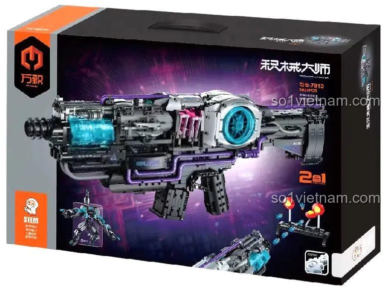 Hộp sản phẩm Súng Không Gian Hai Chế Độ 万致IM.Master/启辉玩具QIHUI 7813, bộ lắp ghép robot, đồ chơi mô hình súng bắn đạn nhựa, đồ chơi xây dựng đèn led âm thanh, đồ chơi giáo dục cho bé trai 14 tuổi