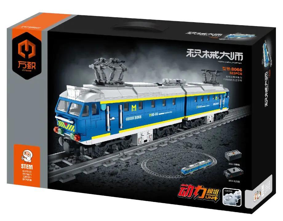 Hộp bộ lắp ghép Tàu Điện Lực Mô Phỏng 万致IM.Master 8066 623 mảnh, màu xanh dương, trắng, xám, phù hợp cho bé trai 6 tuổi, có điều khiển từ xa, giá tốt