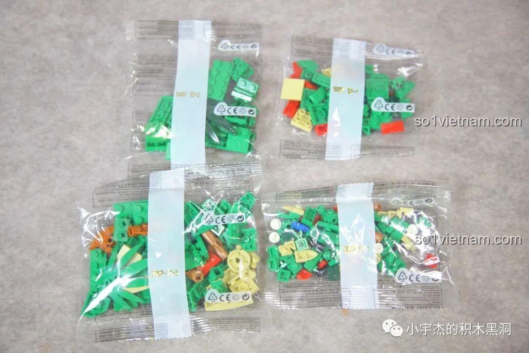 Các túi mảnh ghép cho bước thứ mười, phần lắp ráp thú vị nhất: đầu và đuôi của Rồng Thần.