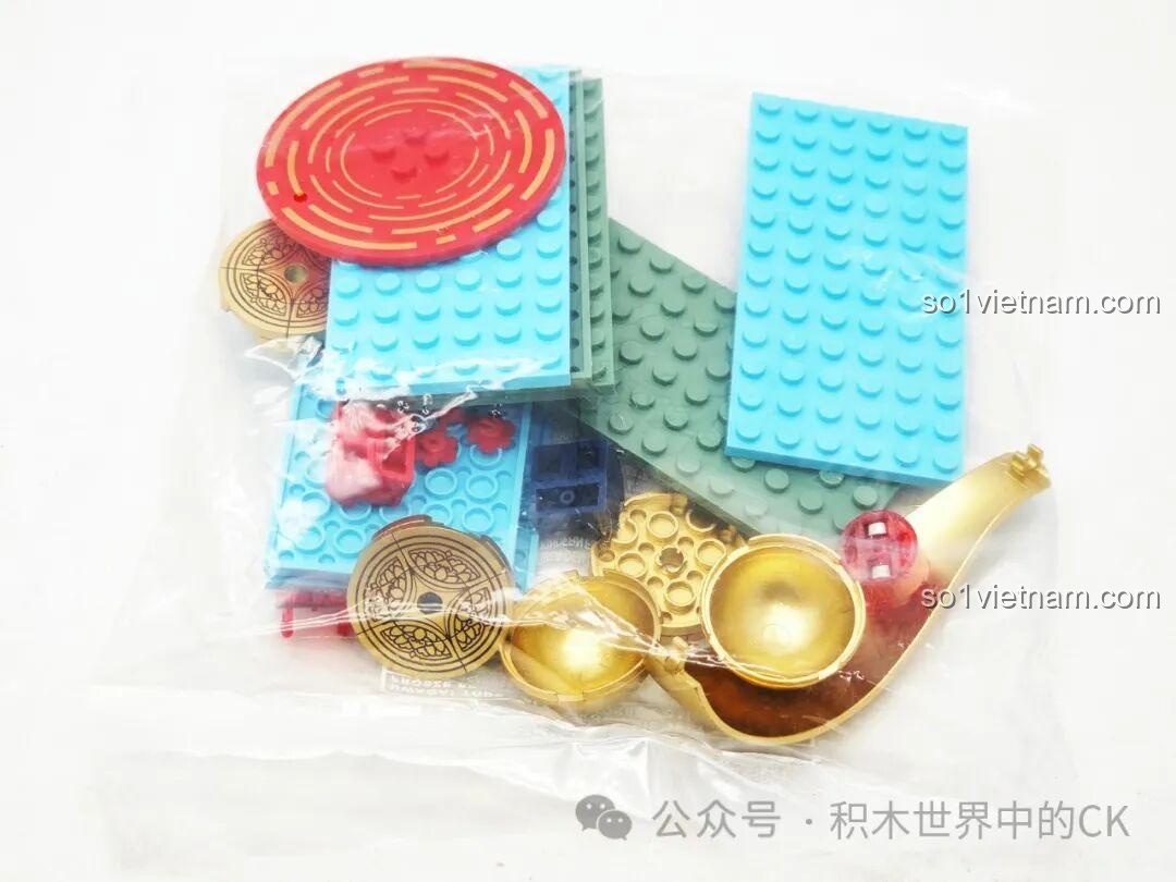 Túi chứa các mảnh ghép đặc biệt và các chi tiết mạ vàng của bộ Keeppley K19908 Rồng Vàng Ôm Ngọc.