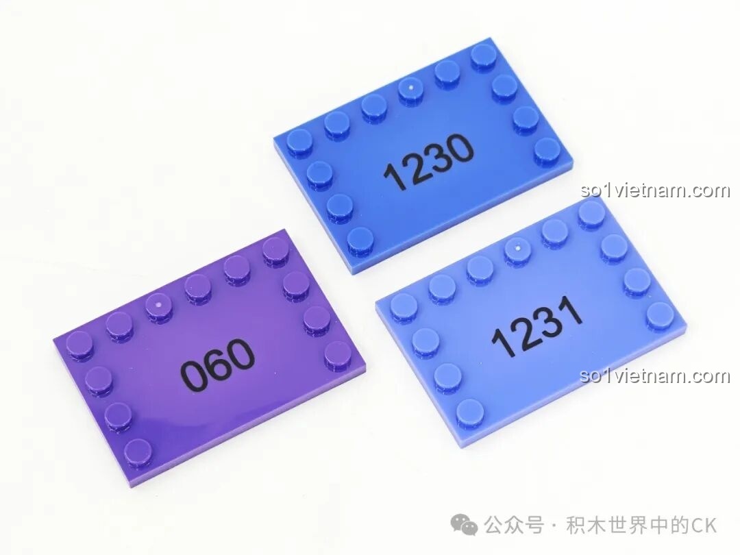 Các mảnh ghép được in số để phân biệt màu sắc tương tự trong bộ xếp hình Lâu đài Sanrio.