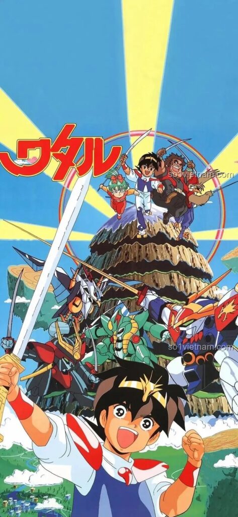 Poster anime Mashin Hero Wataru với các nhân vật và robot chiến đấu