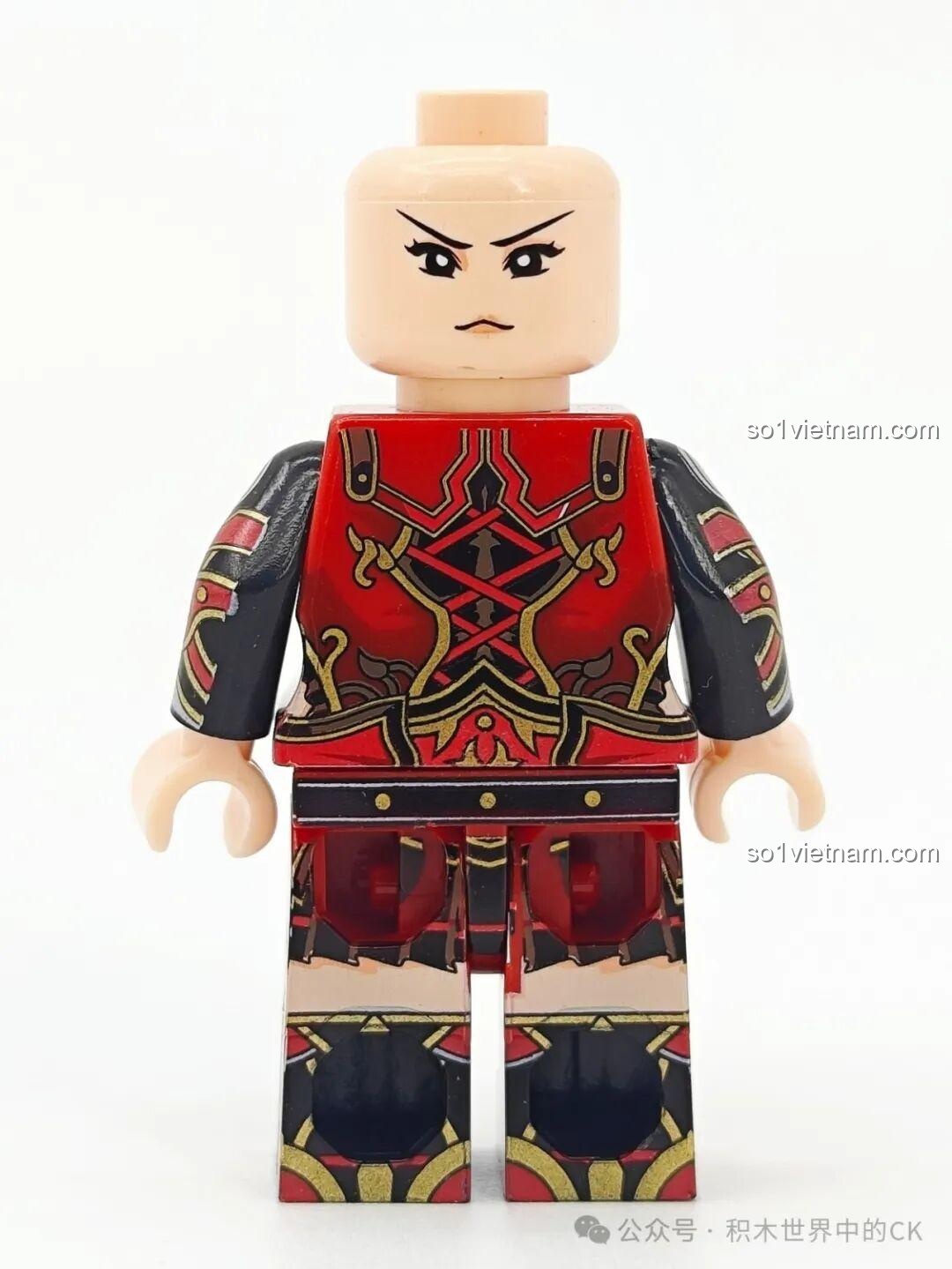 Mặt sau của minifigure Trương Tinh Thái Decool 20380, cho thấy các họa tiết in chi tiết và khuôn mặt thứ hai.