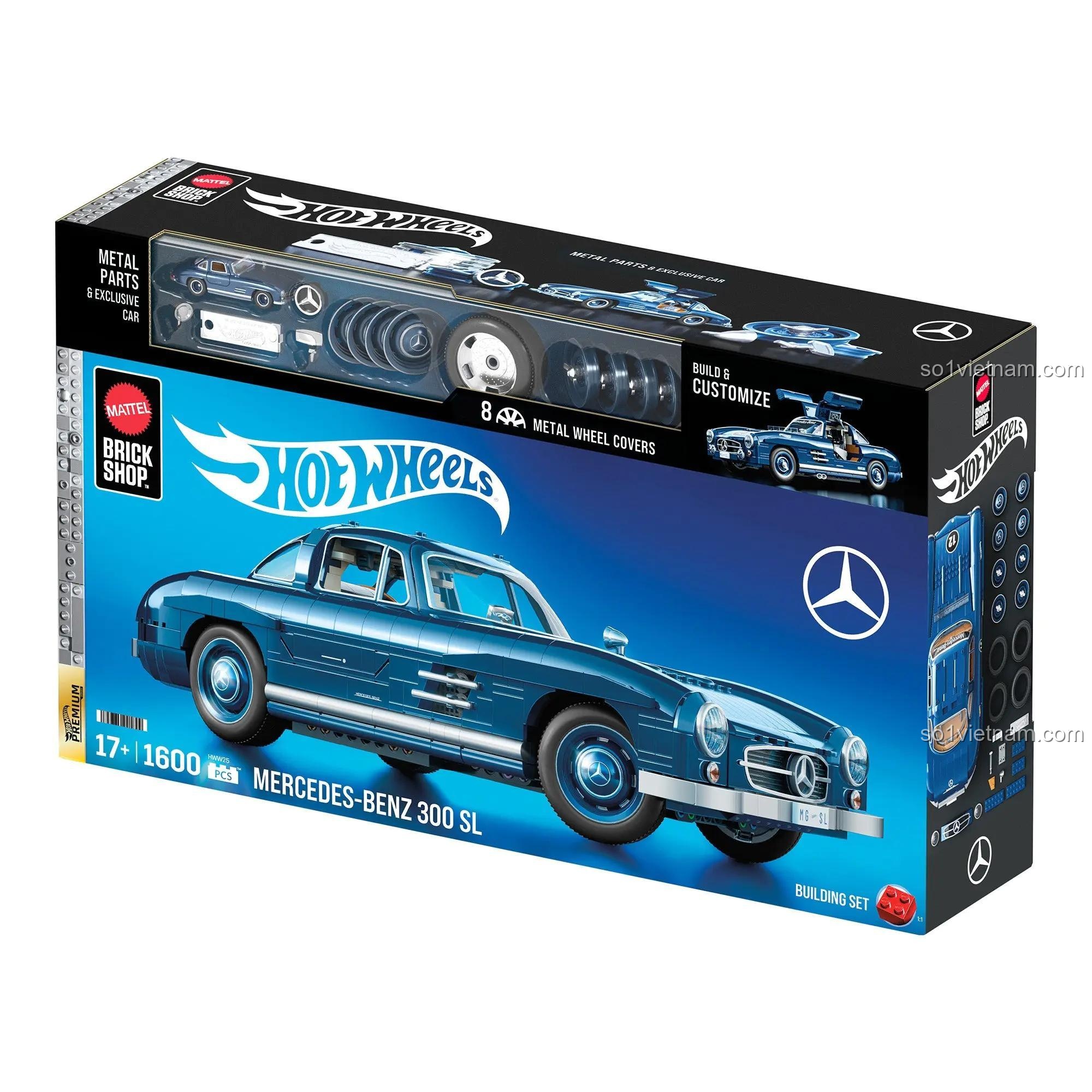 Hộp đồ chơi mô hình Mattel HWW25 Mercedes-Benz 300 SL chính hãng, 1600 chi tiết.
