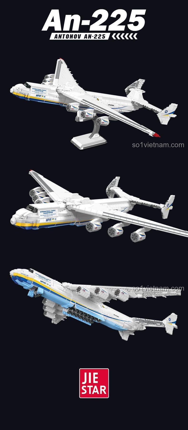 Máy bay An-225 JIESTAR JJ9093 thông số kỹ thuật, bộ lắp ghép máy bay vận tải, đồ chơi mô hình máy bay chở hàng, đồ chơi xây dựng cho bé trai 14 tuổi
