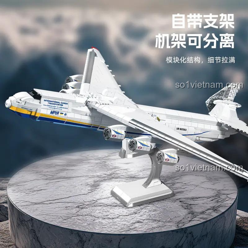 Máy bay An-225 lắp ráp JIESTAR JJ9093 có giá đỡ, bộ lắp ghép máy bay vận tải, đồ chơi mô hình máy bay cho bé trai 14 tuổi