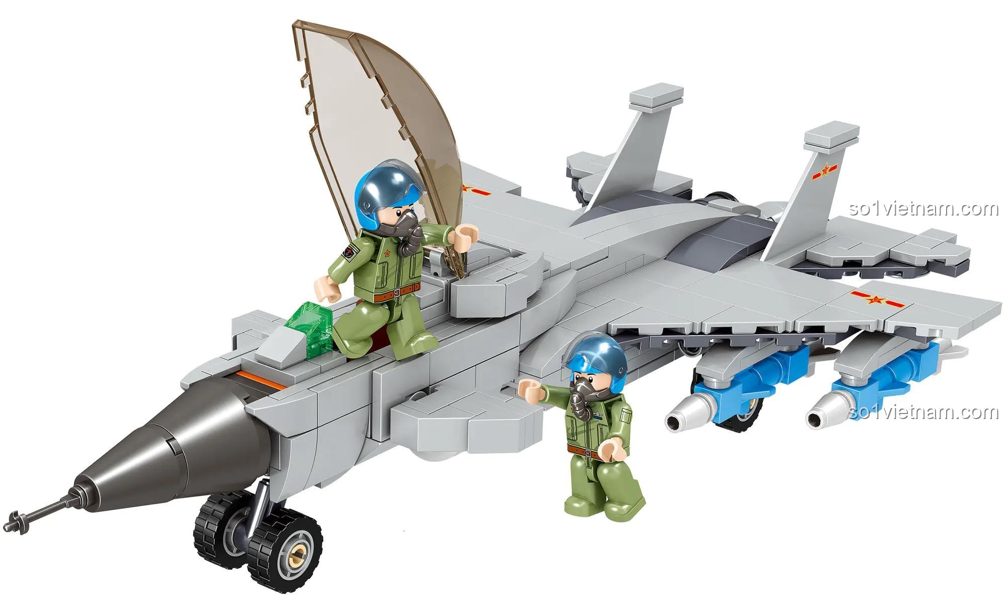 Máy bay chiến đấu trên hạm J-15 ZHEGAO QL2603 với 2 phi công, bộ lắp ghép 392 chi tiết, đồ chơi giáo dục cho bé trai 6 tuổi