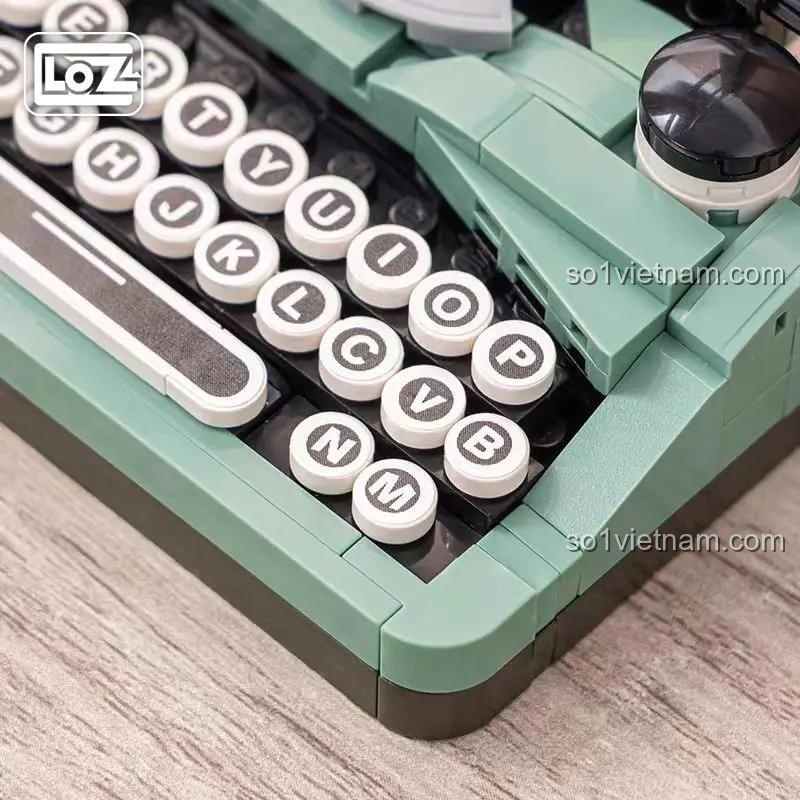 Chi tiết bàn phím máy đánh chữ cổ điển LOZ 4213, bộ lắp ghép 223 mảnh, đồ chơi máy đánh chữ, mô hình máy đánh chữ retro, quà tặng sáng tạo cho bé 6 tuổi