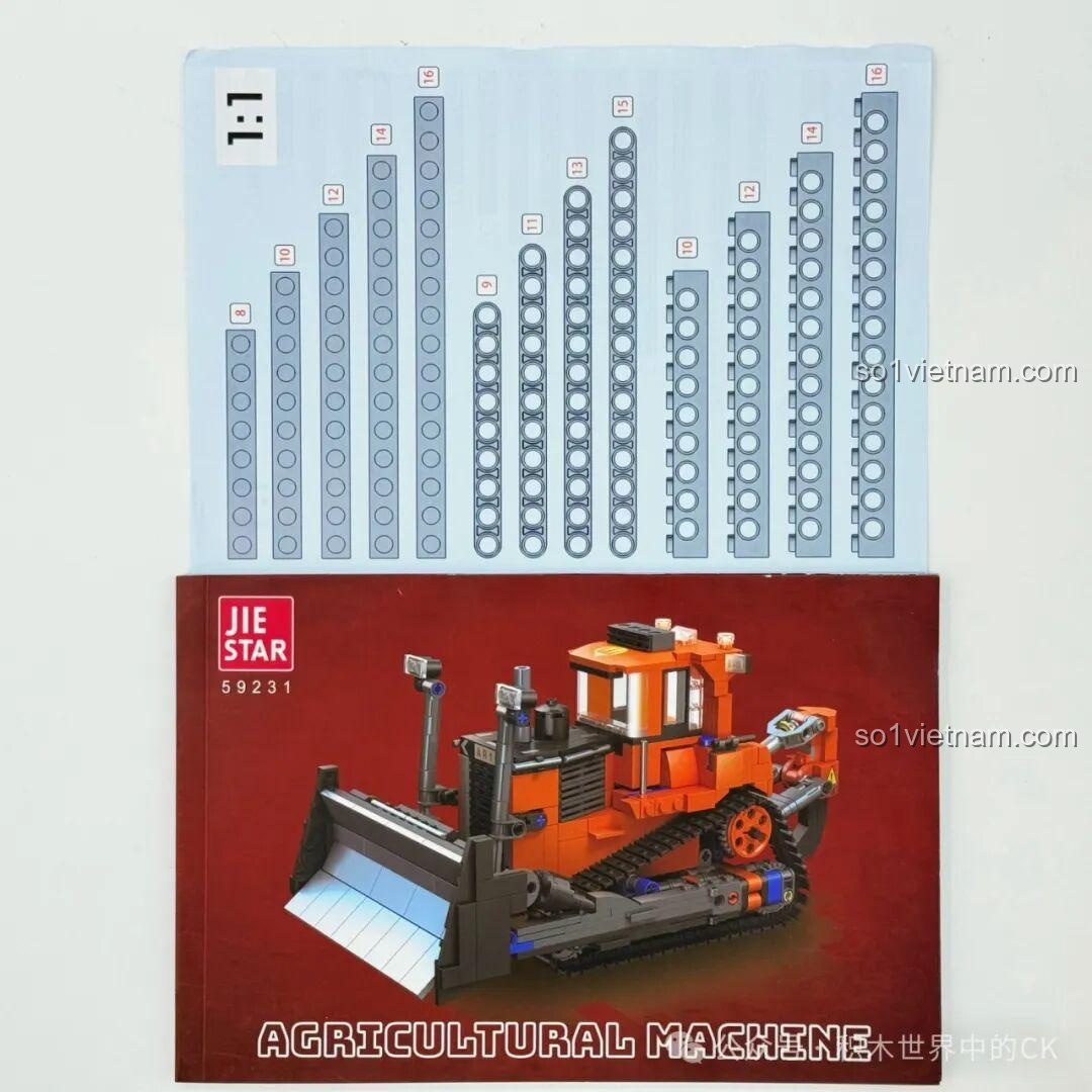Sách hướng dẫn lắp ráp Máy Xúc Đất Nông Nghiệp JIESTAR 59231 với tỉ lệ 1:1