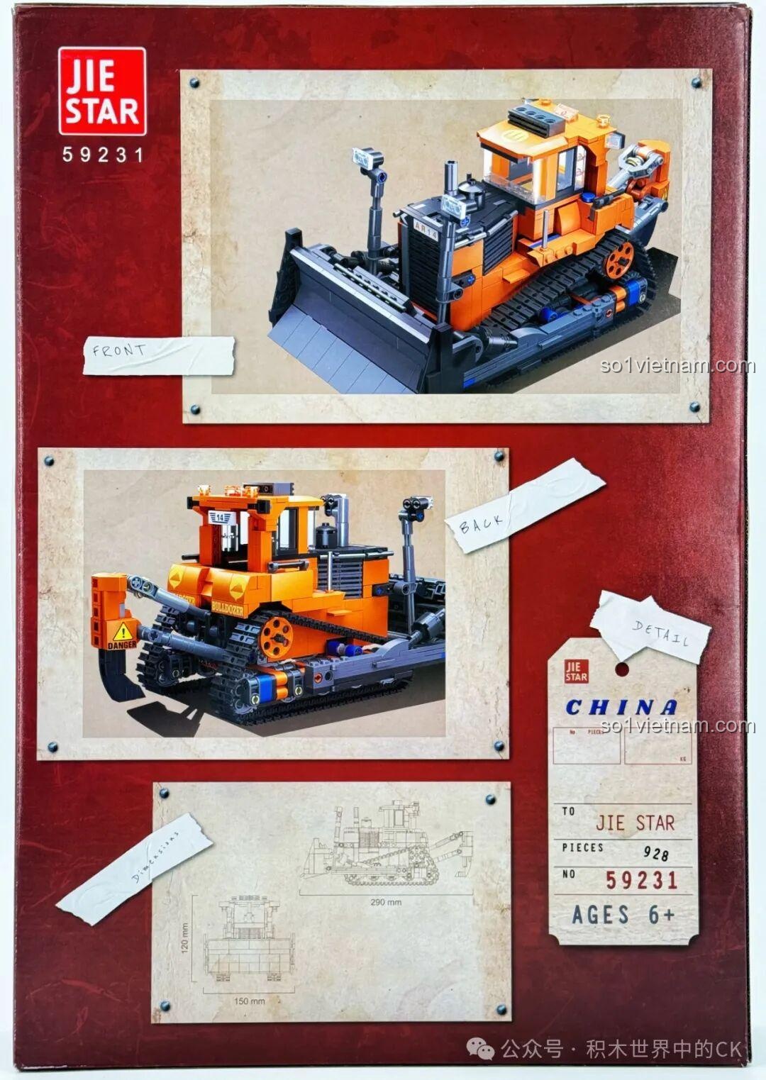 Bên trong hộp Máy Xúc Đất Nông Nghiệp JIESTAR 59231 gồm nhiều túi mảnh ghép và sách hướng dẫn