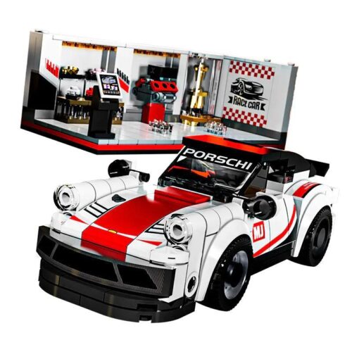 Mei Jí Jiàn Mù 13080 Porsche 911 Xe đua với Gara, bộ đồ chơi lắp ghép xe hơi, 526 mảnh, độ tuổi 12+, màu trắng đỏ đen, giá tốt