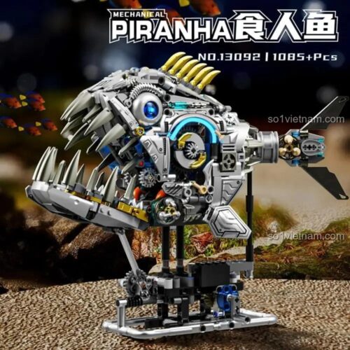 Toàn cảnh mô hình Cá Hổ Cơ Khí MeiJi 13092 Cyberpunk với 1085 mảnh ghép, có đèn LED hai bên, đồ chơi lắp ghép cho bé trai 12 tuổi