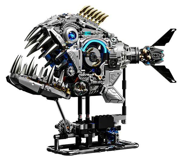 Mô hình Cá Hổ Cơ Khí MeiJi 13092 Cyberpunk với 1085 mảnh ghép, có đèn LED hai bên, đồ chơi lắp ghép cho bé trai 12 tuổi