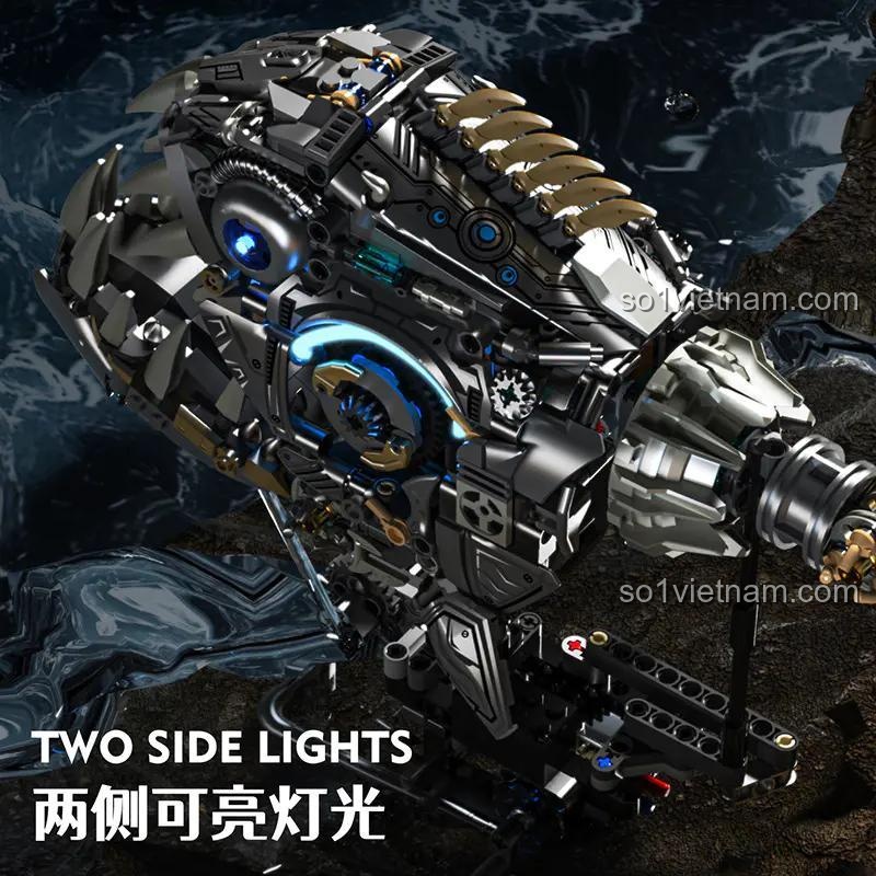 Mô hình Cá Hổ Cơ Khí MeiJi 13092 Cyberpunk với 1085 mảnh ghép, có đèn LED hai bên, đồ chơi lắp ghép cho bé trai 12 tuổi