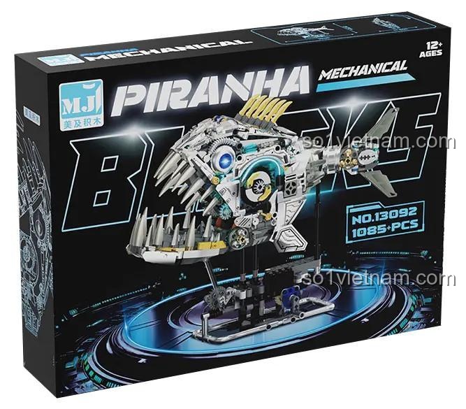 Hộp sản phẩm Cá Hổ Cơ Khí MeiJi 13092 Cyberpunk với 1085 mảnh ghép, có đèn LED hai bên, đồ chơi lắp ghép cho bé trai 12 tuổi