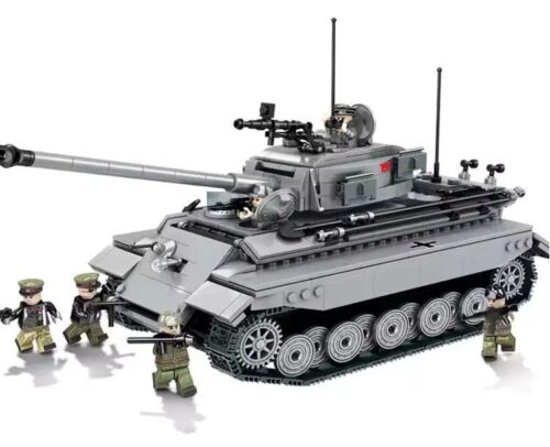 Bộ lắp ghép Xe tăng King Tiger Meilian 98200 với 1210 chi tiết và 6 lính Đức. Đồ chơi mô hình quân sự giá rẻ cho bé trai 6 tuổi.