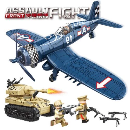 Meilian 98304 Bộ đồ chơi Xe tăng Đức Máy bay chiến đấu F4U Mô hình quân sự, Tặng kèm 4 minifigures, Máy bay có thể tháo rời tên lửa, Độ tuổi 6+, Giá tốt