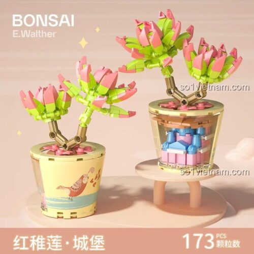 Mô hình Chậu Cây Mọng Nước Hồng Chú Liên sau khi lắp ráp từ bộ MENG 9128