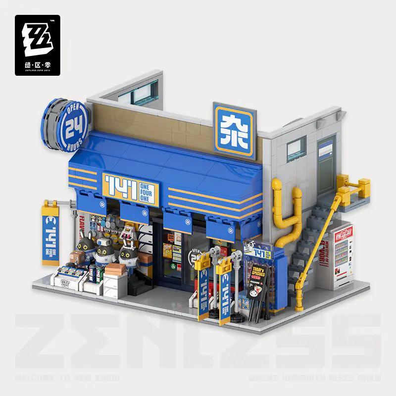 Bộ lắp ghép miHoYo 141 Cửa hàng tạp hóa phố Sáu từ game Zenless Zone Zero, 1100 mảnh, có đèn LED, dành cho con trai 14 tuổi.