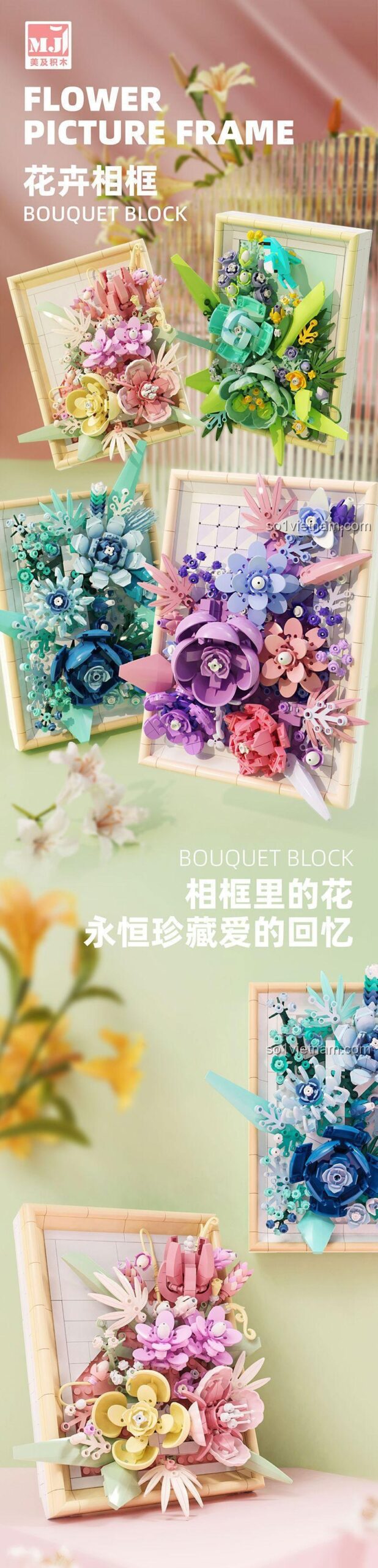 Khung ảnh hoa tím Mijieling 13063 - Bộ đồ chơi hoa tím trang trí