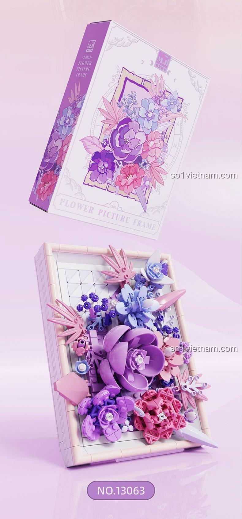 Khung ảnh hoa tím Mijieling 13063 - Bộ lắp ghép hoa hồng phát sáng