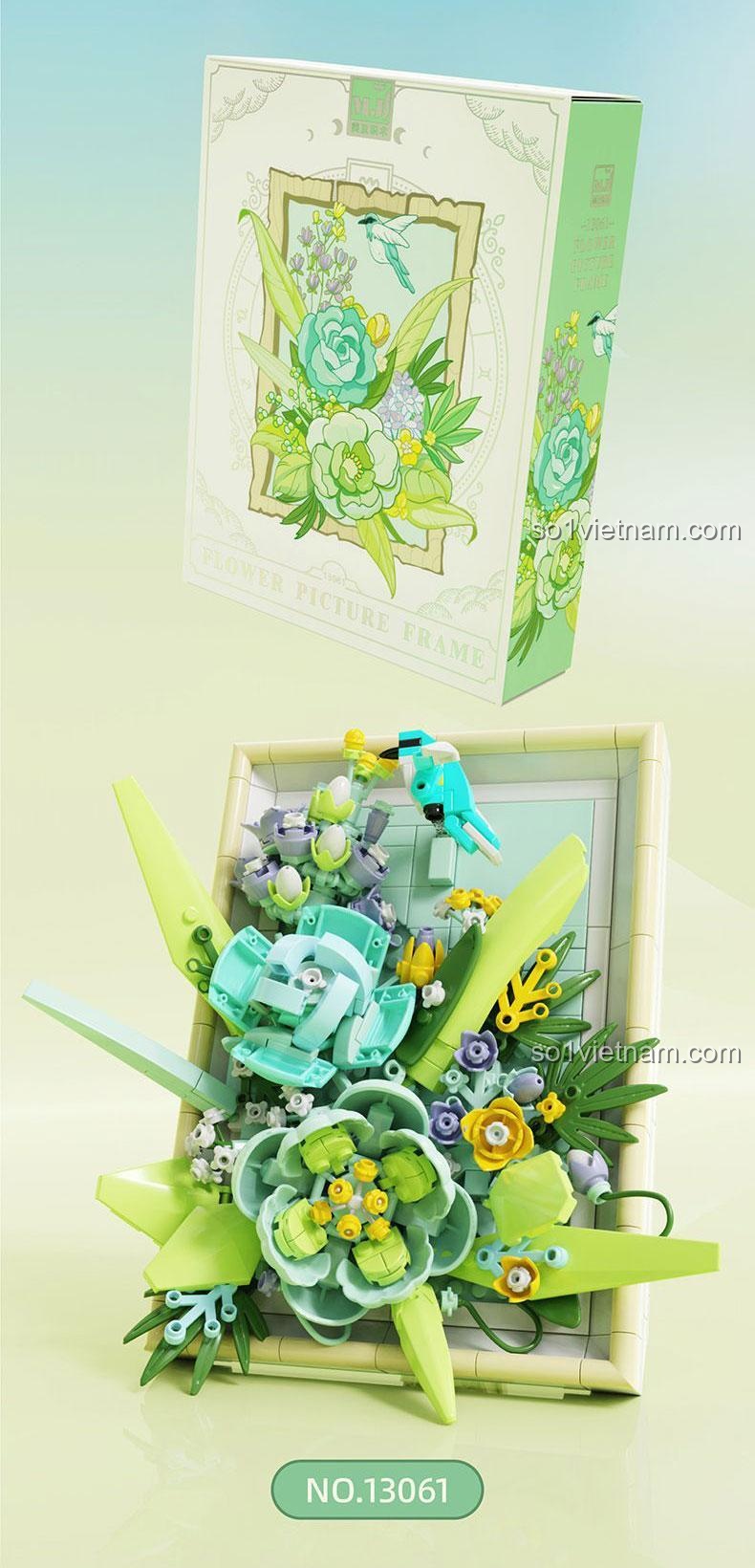 Khung ảnh hoa tím Mijieling 13063 - Bộ lắp ghép hoa hồng tím