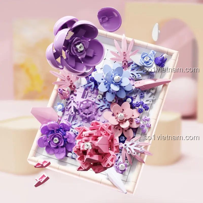 Khung ảnh hoa tím Mijieling 13063 - Bộ lắp ghép trang trí nhà cửa cho bé gái