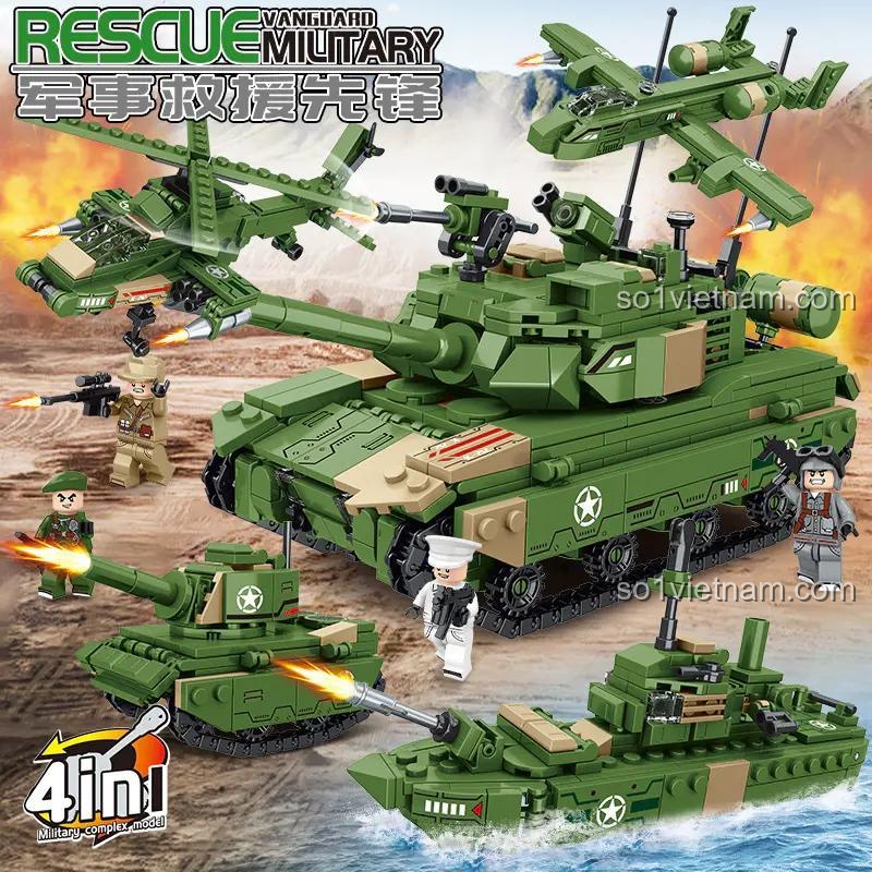 minGDi K212 Bộ lắp ghép xe tăng, máy bay, tàu chiến, trực thăng quân sự, 833 chi tiết, phù hợp cho bé trai 6 tuổi, giá tốt