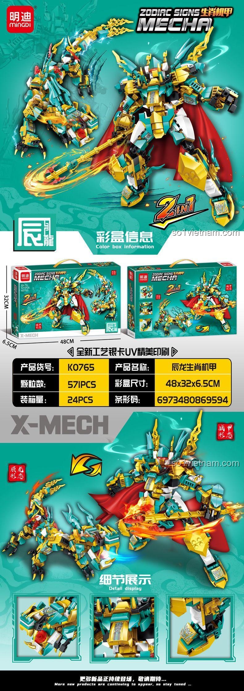 Chi tiết bộ lắp ghép Rồng Thần Giáp Máy Zodiac Signs Mecha K0765