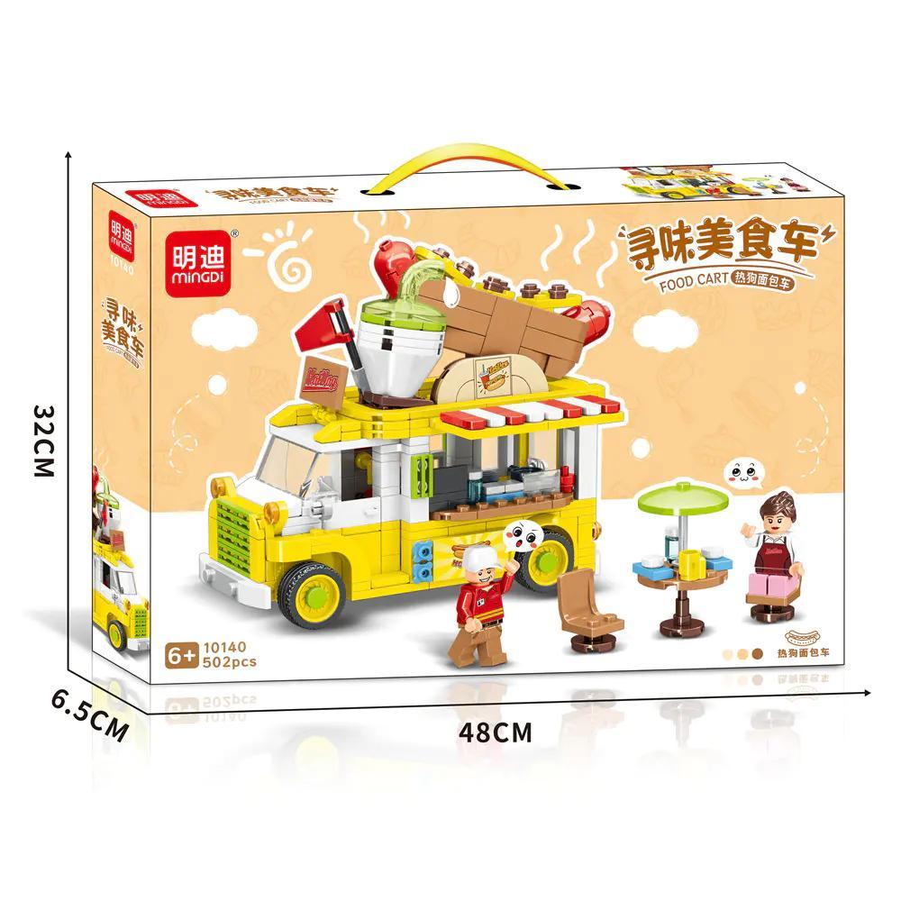 Hộp bộ đồ chơi Mindi 10140 Xe bán đồ ăn Hotdog 502 chi tiết cho bé 6 tuổi