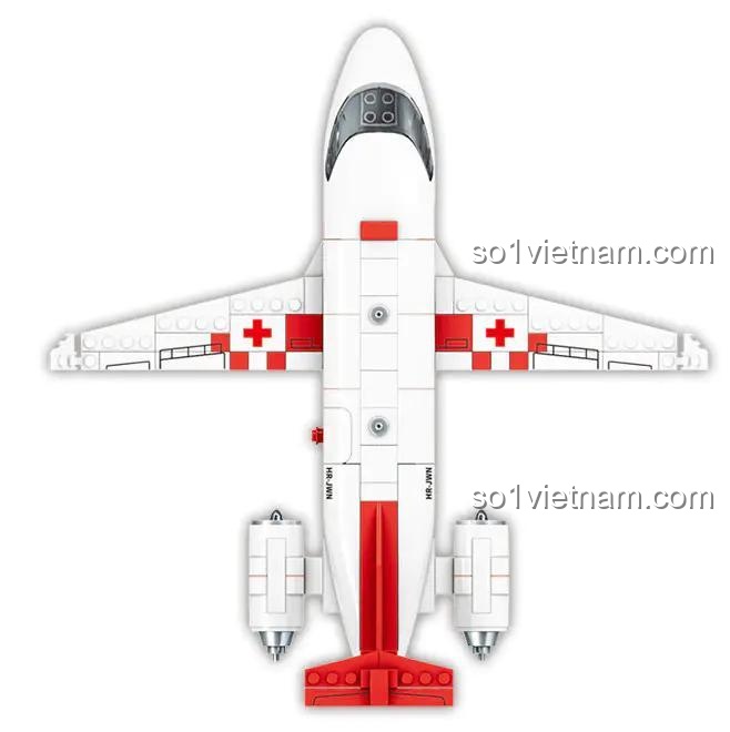 Máy bay cứu hộ Mindi K0663 nhìn từ trên, đồ chơi lắp ráp 300 chi tiết cho trẻ em