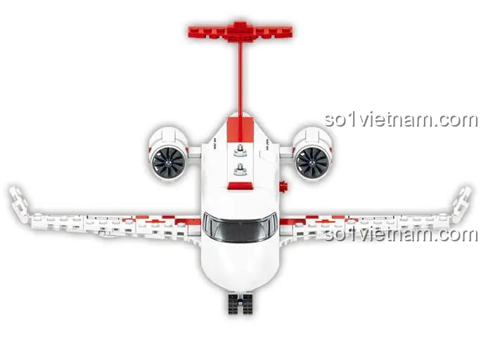 Máy bay cứu hộ Mindi K0663 nhìn từ trên xuống, đồ chơi lắp ghép cho bé trai 6 tuổi