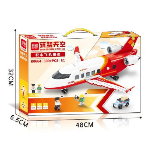 Hộp bộ lắp ghép máy bay chở khách Mindi K0664 CRJ21 300 mảnh Tương thích LEGO® cho bé 6+ tuổi