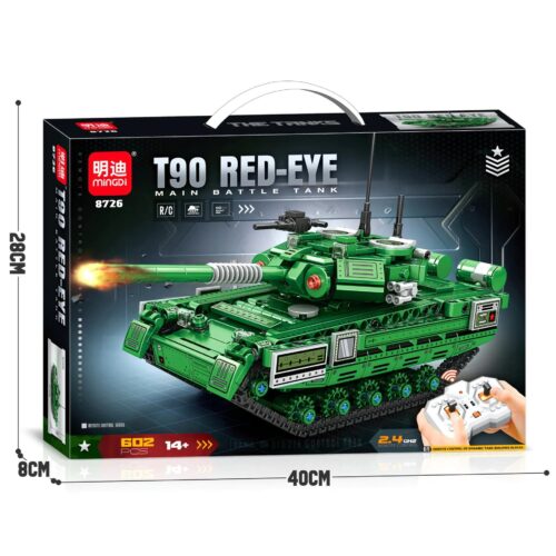 Bộ lắp ghép Xe Tăng T90 Red Eye Mingdi 8726 điều khiển từ xa, 602 chi tiết, đồ chơi mô hình quân sự cho bé trai 14 tuổi, giá tốt