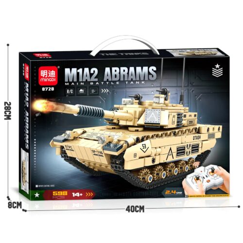 Bộ đồ chơi Xe Tăng M1A2 Abrams MingDi 8728 điều khiển từ xa, 598 chi tiết, phun khói, giá tốt cho bé trai 14 tuổi.