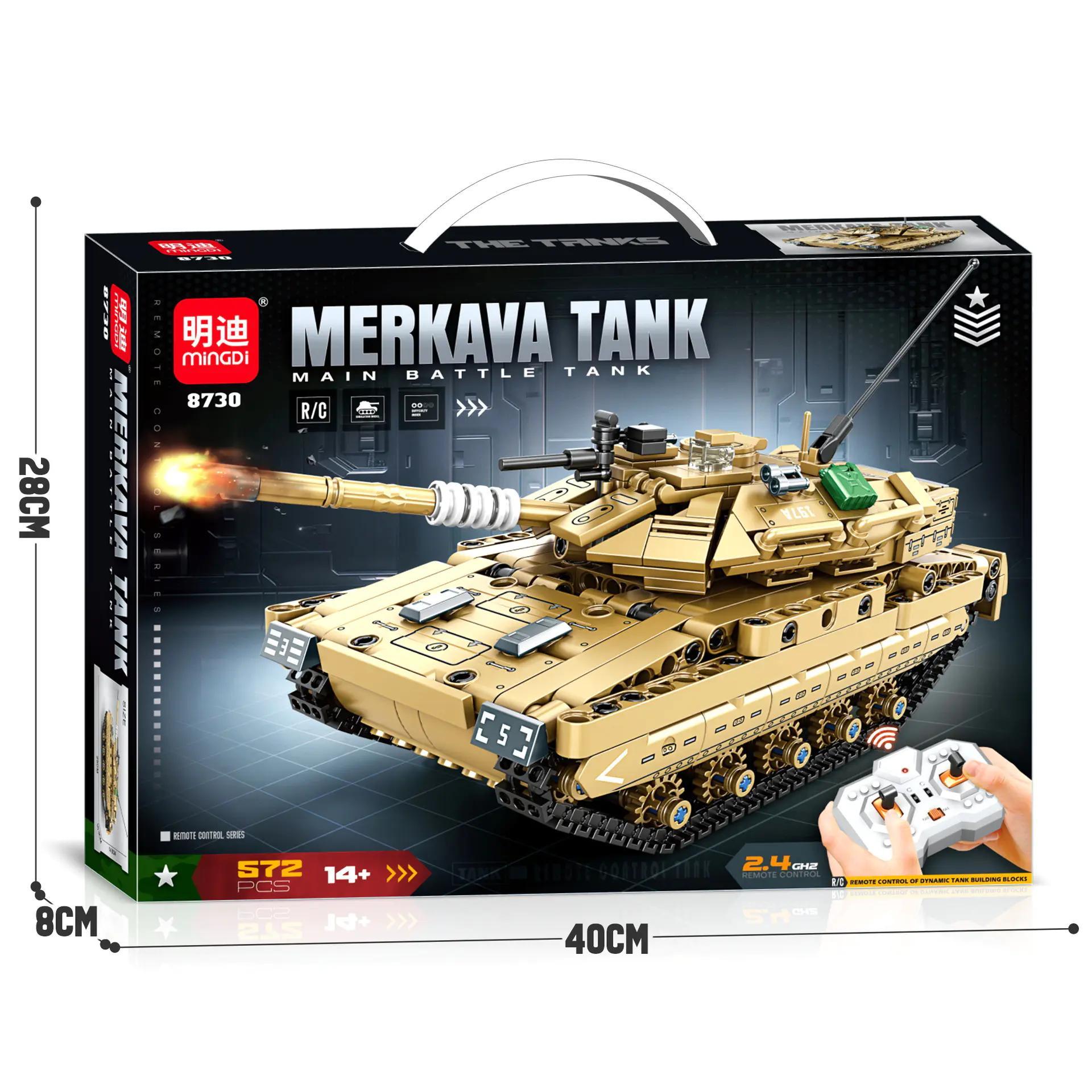 Hộp bộ đồ chơi Xe Tăng Chiến Đấu Chủ Lực Merkava Mingdi 8730 điều khiển từ xa, bộ lắp ghép Mô hình Xe Tăng Merkava cho con trai 14 tuổi, chất lượng cao, giá tốt.