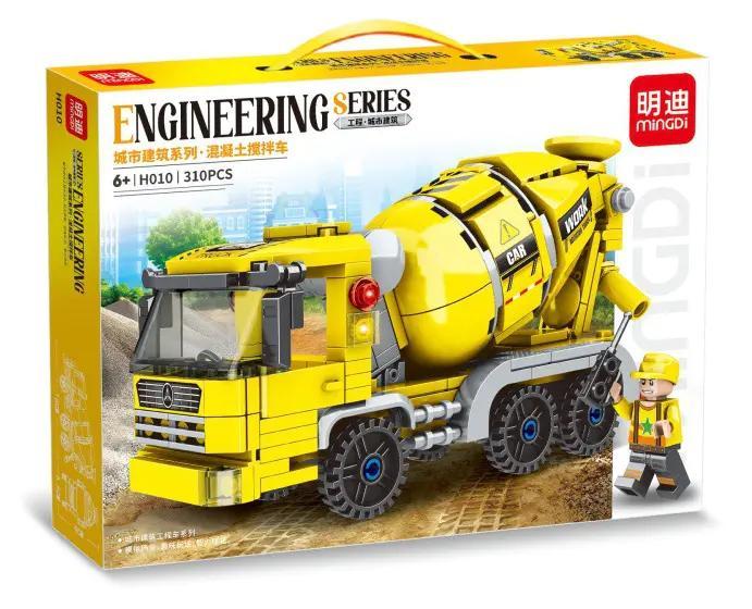 Bộ lắp ghép MingDi H010 Xe Trộn Bê Tông Thành Phố 310 chi tiết màu vàng nổi bật, đồ chơi mô hình cho bé trai 6 tuổi giá tốt.